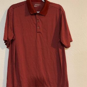 Nike Golf Men's Polo Shirt Red Striped Short Sleeve Size L